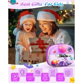 Usteetic Kids Instant Printing Camera with Print Papers2.4 inch 1080P LCD Screen Dual Camera Toddler Camera - P83 (Purple)