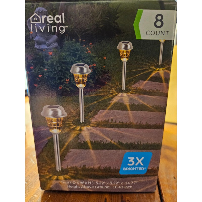 Real Living LED Solar Powered Stainless Steel Path Light Rechargeable