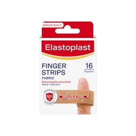 Elastoplast Extra Flexible Finger Strip Plasters (16 Pieces), Flexible and Durable Plasters for Fingers, Stretchy Fabric Plasters, Plasters Waterproof