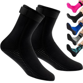 NARUTOO 3mm Neoprene Wetsuit Socks,Thermal Wetsuit Socks, Quick-Drying Diving Socks Boots for Diving Surfing Kayaking (CA/US, Alpha, X-Small, Regular, Regular, Black)