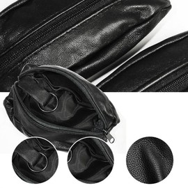 SystemsEleven Mens Ladies Black Real Leather Coin Pouch Wallet Zipper Keyring Purse