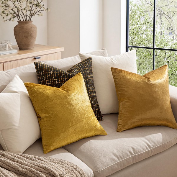 MIULEE MIULEE Pack of 2 Velvet Soft Solid Decorative Square