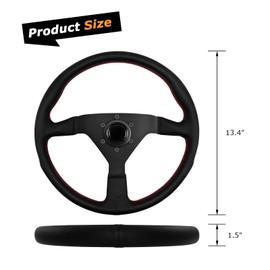 VOONKE Universal Racing Steering Wheel, 13.4" Grip 6 Bolts Gaming Steering Wheel with Horn Button forRace/Rally/Motorsport/Car Sim Driving, (8951A-Fiber Lychee pattern)