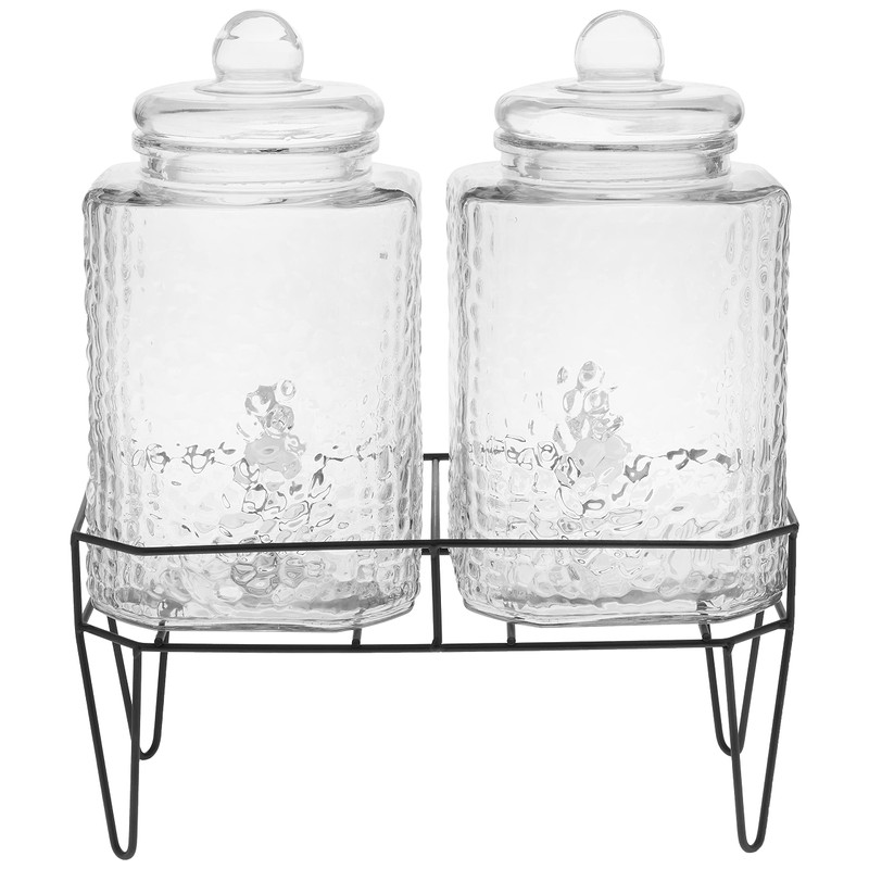 Style Setter Glass Beverage Dispenser with Stand (Set of 2),