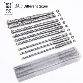 flintronic SDS Plus Drill Bit Set, 9 Pieces Concrete Drill, Drill Bit Set with 4 Cutting Edges, Hammer Drill, SDS Masonry Drill, (5,6,6,8,8,10,12,14,16) x160 mm Drill Tools for Drilling Concrete,