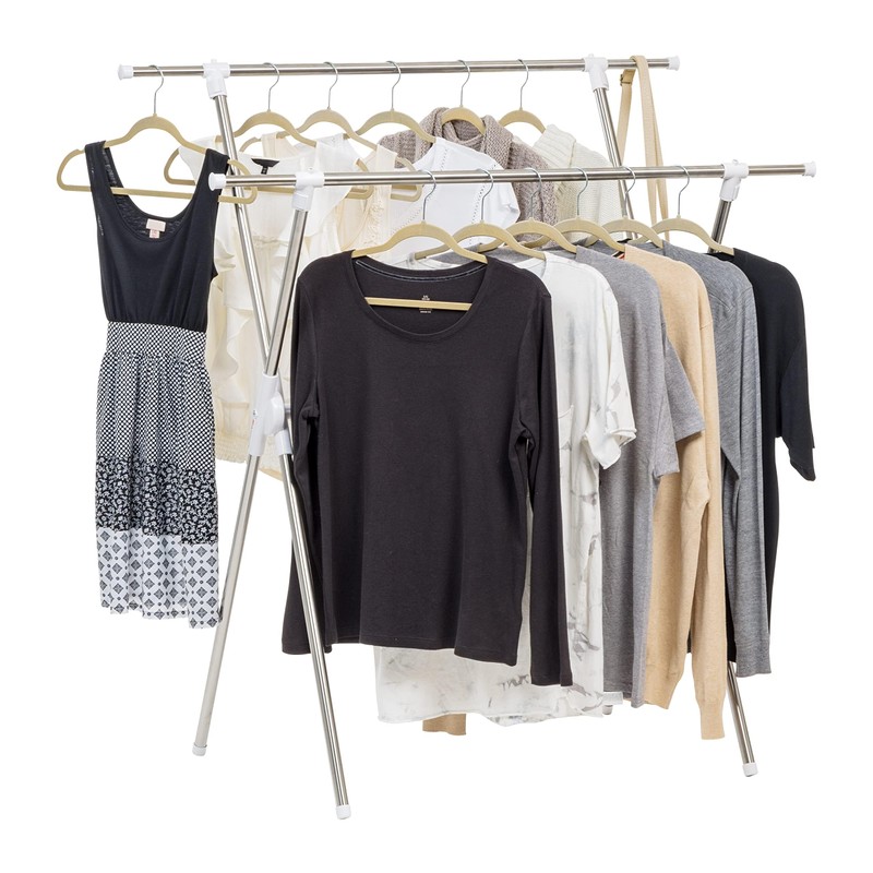 IRIS USA Clothes Drying Rack, Foldable & Extendable Rods for