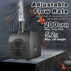 SongLong Submersible Pump 200GPH (800 L/H 15W) Ultra Quiet with