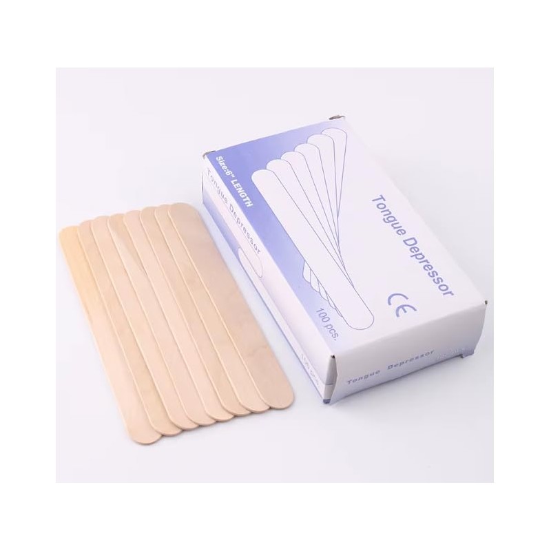 Disposable Wooden Tongue Depresser, 100 Pieces per Box, Waxing Spatulas