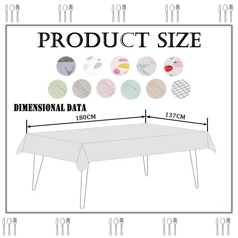 Plastic Tablecloth 1pc 137*180cm Waterproof Gray Checkered PVC Table Cloth
