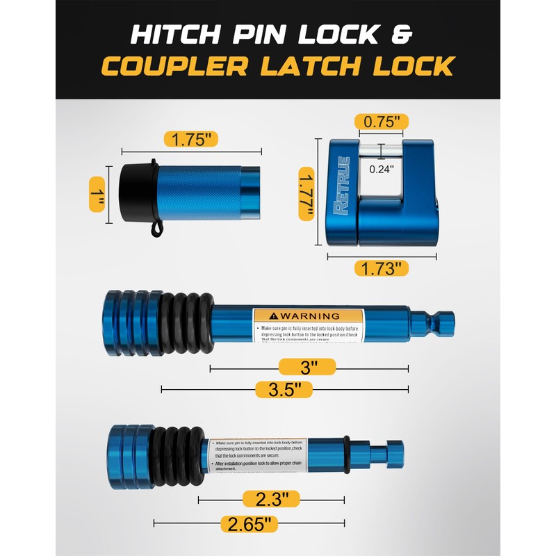 RETRUE Keyed Alike Trailer Lock Set Tow & Store Lock