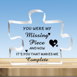 JMIMO Anniversary Puzzle-Shaped Plaque Gifts for Her Him Girlfriend Boyfriend Valentines Day Birthday Gifts for Wife Husband Couple Funny Romantic Christmas Gifts Idea