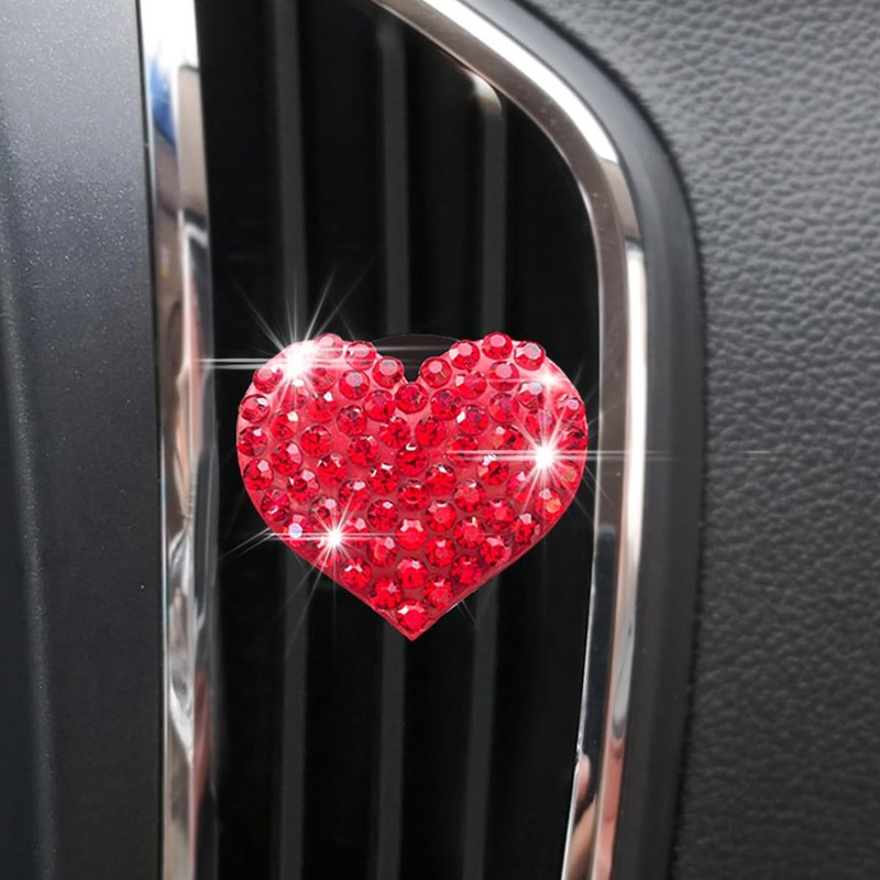 XINLIYA Car Air Vent Clips, 2Pcs Bling Heart Charm Air