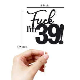 39 decoraciones para tartas, 39 decoraciones para tartas de cumpleaños, purpurina negra, divertida decoración para tartas 39 para hombres, 39 decoraciones para tartas para mujeres, 39 cumpleaños, decoración para tartas de 39 cumpleaños, treinta y nueve
