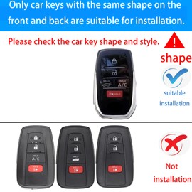 Kirsnda Key fob Cover with Metal Buckle Compatible with Toyota Venza Camry Highlander Prius Corolla Tundra Hilux Fortunerect Smart Remote Key,TPU Protection Key Case 5 Buttons,Silver