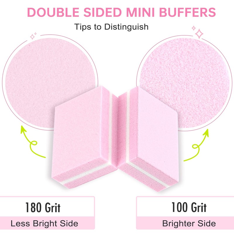 Mini Nail Buffer Blocks, 100/180 Grit Sponge Buffing Sanding Block