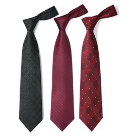 HISDERN Lot 3 PCS Classic Elegant Men's Silk Tie Set Necktie & Pocket Square - Multiple Set for Father's Day Gift