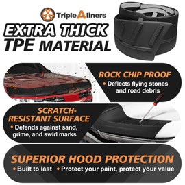 TripleAliners Hood Deflector Protector Compatible with 2016-2023 Toyota Tacoma Accessories Hood Protector TPE Bug Deflector Shield Replacement