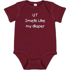 Texas A&M Fan UT Smells Like My Diaper Baby Bodysuit - Maroon (12 Months)