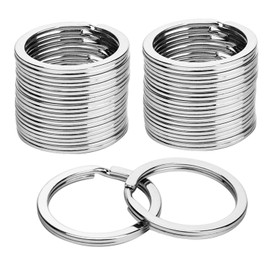 Sunmns 24 Pack Flat Key Rings Metal Split Ring for Home Car Keys Organizations, Jewelry Making, 1 Inch (Silvery)