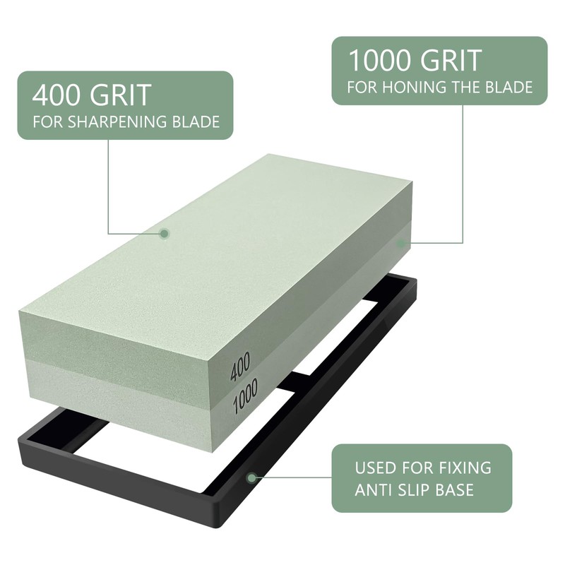 400/1000 Knife Sharpening Stone, 2-Sided Whetstone Knife Sharpener Stone with
