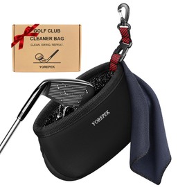 YOREPEK Golf Club Cleaner Bag with Towel, 360° Rotating Clip Golf Ball Washer, Club Washer with Zipper Pocket, Golf Bag Accessories for Men, Golf Gifts, Black