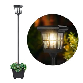 KMC KMC LIGHTING ST4362SP Solar Post Light Outdoor Waterproof Solar Lamp Post Light with Planter 70 Lumen for Lawn Yard Pathway Garden Entryways Decoration Light up