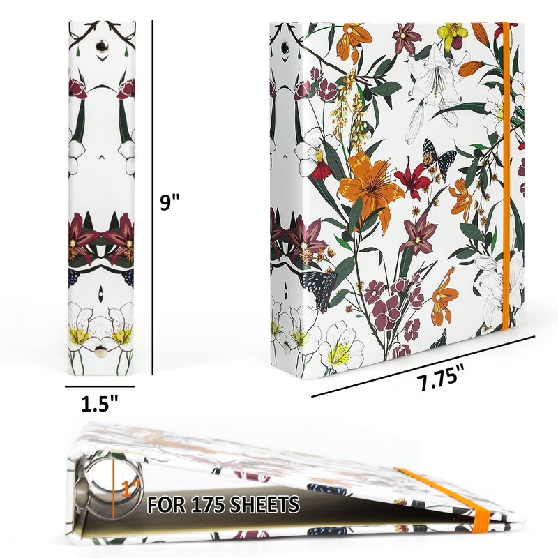 Mini 3 Ring Binder 5.5 x 8.5, 1 Inch Binder,