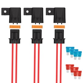 Weasch 3 Pack Inline Waterproof Fuse Holder, with 10 Amp 15 Amp ATC/ATO Blade Fuses, 16 AWG Pre-Wired Kit Heavy Duty Inline Fuse Holder for Marine Automotive Vehicle (3)