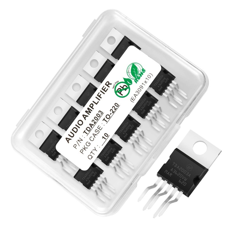 Chanzon TDA2003 TO-220-5 Audio Power Amplifier Transistor, Non-Polarized (Pack of