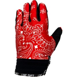 Live Fast Red Paisley Motorcycle Gloves - L - Best Mountain Leather Dirt Bike Moto Riding Motorcycle/Motocross Gloves for Men, Women Bikers