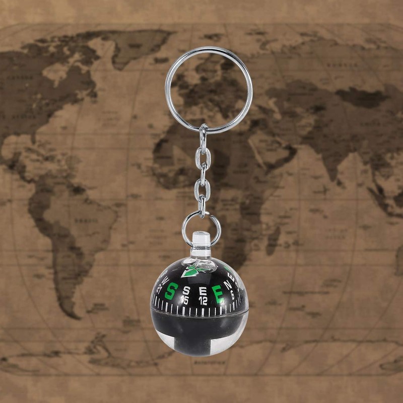 Outdoor Keyring Compass, Ball Key Fob Liquid-Filled Compass Ball Key