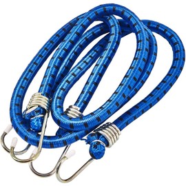 iSeventy9 Multi-Purpose 30 Inch Bungee Cords Round Elastic Climb Bungee Rope with Metal Hooks - 750mm - Blue (2 Pack)