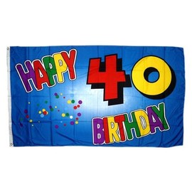Flag 40th Birthday Happy Birthday 90 x 150 cm