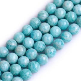 Gem-Inside Natural Brazilian Amazonite Stone 6mm 63pcs Round Beads for Jewellery Making Strand 15" Beaded Semi Precious Gemstone DIY Handmade Craft Supplies