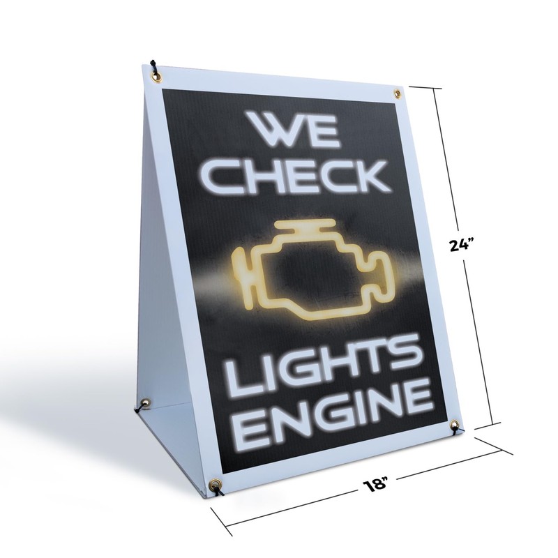 We Check Engine Lights Sidewalk Sign 18 Inch x 24
