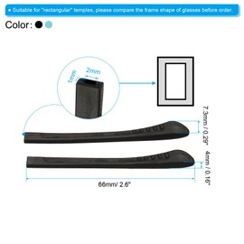 PATIKIL Glasses End Tips, 4 Pairs Eyeglass Anti Slip Ear Sock Pieces Tube Sleeve Silicone for Rectangle Thin Metal Eyeglass Temple Style 4, Black Blue