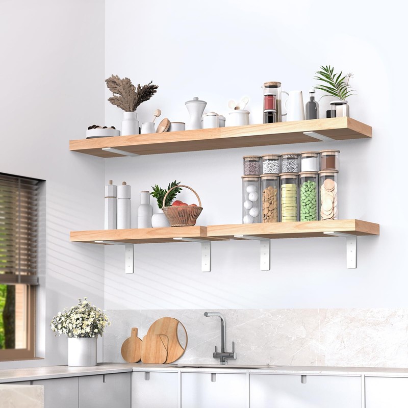 White Floating Shelf Bracket 12 Inch, 6 Pack Heavy Duty