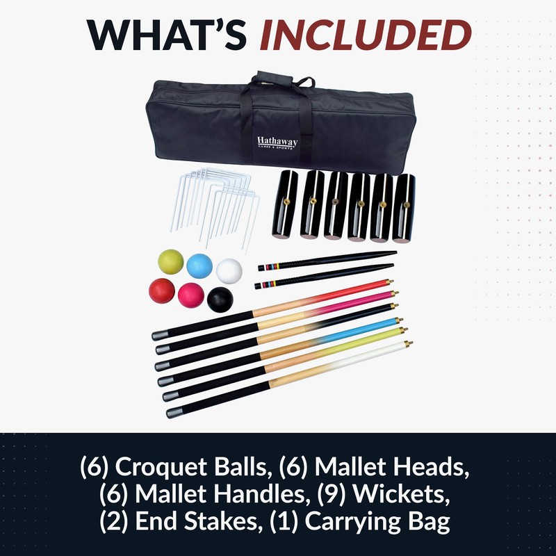 Hathaway Deluxe 6-Player Croquet Set for Adults, Kids & Families
