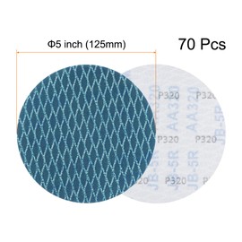 HARFINGTON 70pcs Diamond Shape Sanding Discs 5 Inch 320 Grit Hook and Loop Woodworking Automotive Finishing Discs Sandpaper Pads for Random Disc Sander Orbital Sander