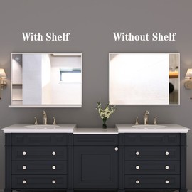 ANYHI White Bathroom Wall Mirror with Shelf, 32"x24" Bathroom Mirrors for Wall, Rectangular Wall Hanging Mirror for Living Room Bedroom Entryway, Horizontal