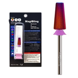 MagiBling Cross Cut Nail Drill Bits, 3/32'' Safety Tungsten Carbide Tapered Barrel Bit, Remove Gel Fast, Left and Right Hand Use, Manicure Pedicure Cuticle Soft Hard Gel Polishing, Double Fine.