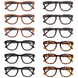 LUR Professor Vintage Style Reading Glasses for Men Women 12 Pack Spring Hinges Readers +2.50