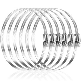 Caianwin 6 Pcs Hose Clips Large Size 141-165mm Adjustable 304 Stainless Steel Hose Clamp for Automotive,Mechanical,Agriculture