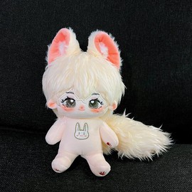 niannyyhouse Rabbit Ears Boy Stuffed Body Tail 20cm Plush Doll Wearable Clothing (3-With Skeleton)