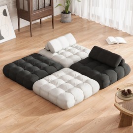 DSNAPE Folding Futon Sofa Bed, Single Size Convertible Sleeper Chair Bed with Pillow, Comfy Foldable Floor Mattress, Portable Fold Out Lounge Couch for Living Room Bedroom - Black