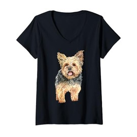 Womens Watercolor | Yorkie Yorkshire Terrier Owners V-Neck T-Shirt