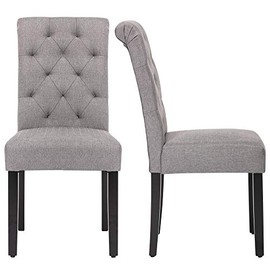 NOBPEINT Fabric Dining Chairs with Wood Legs Set of 2, Grey