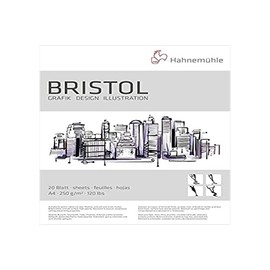 Hahnemühle Bristol A4 Pad - High Quality Drawing Paper for Artists and Designers - 250 g/m², Erase-Resistant, Smooth Surface - Ideal for Drafts, Illustrations and More