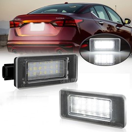 D-Lumina LED License Plate Light Tag Lamp Assembly for 2019-UP Nissan Altima Sentra Rogue Versa, Powered by 18-SMD Xenon White LED Tag Lights, Pack of 2