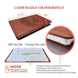 YANGKUANG Fish Journal Gilded Edges Lined Refills Journal Gift Set, Vintage Embossed Faux Leather Travelers Journal Personal Diary Writers Notebook for Men, A5 (Brown Fish)